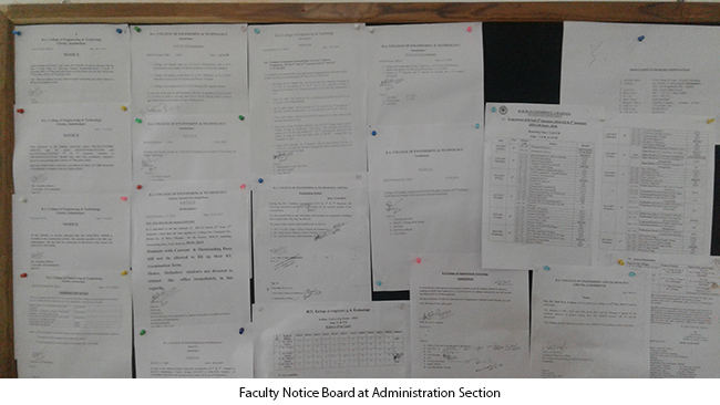 Faculty Notice Board at Administration Section